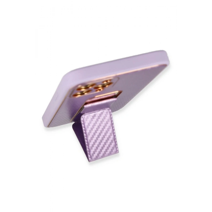 Newface iPhone 12 Pro Kılıf Coco Karbon Standlı Kapak - Mor