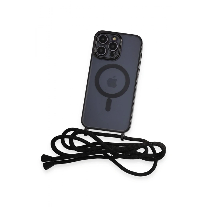 Newface iPhone 12 Pro Kılıf Divo Lazer Askılı Magsafe Kapak - Siyah