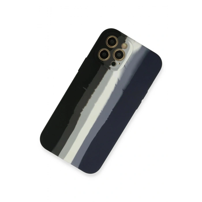 Newface iPhone 12 Pro Kılıf Ebruli Lansman Silikon - Siyah-Lacivert