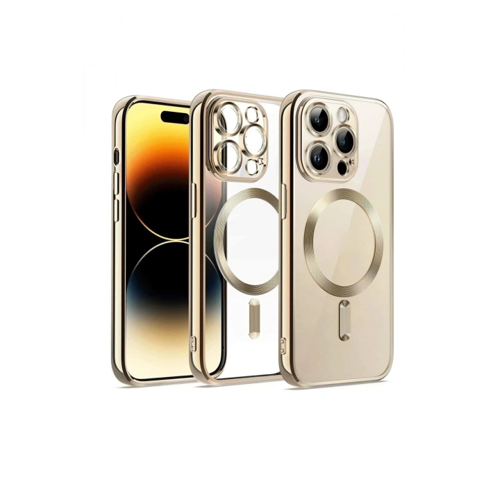 Newface iPhone 12 Pro Kılıf Kross Magneticsafe Kapak - Gold