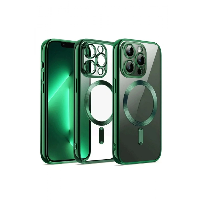 Newface iPhone 12 Pro Kılıf Kross Magneticsafe Kapak - Koyu Yeşil