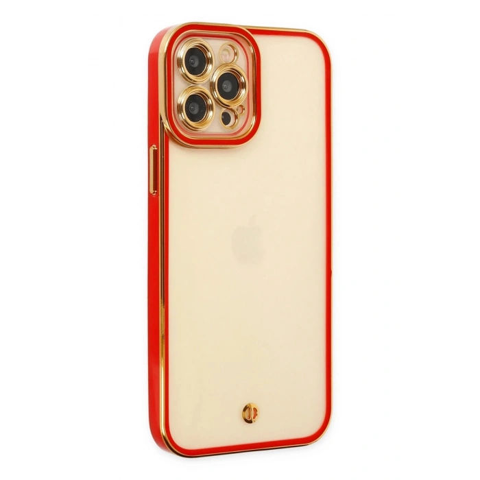 Newface iPhone 12 Pro Kılıf Liva Lens Silikon - Kırmızı