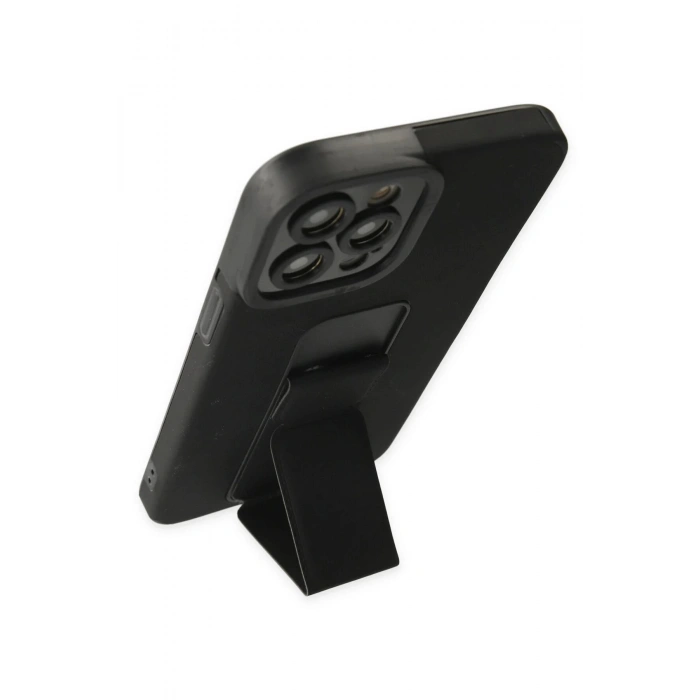 Newface iPhone 12 Pro Kılıf Mega Standlı Silikon - Siyah