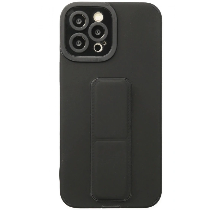 Newface iPhone 12 Pro Kılıf Mega Standlı Silikon - Siyah