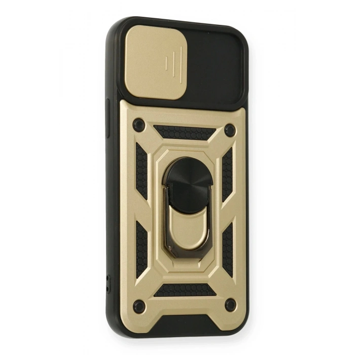 Newface iPhone 12 Pro Kılıf Pars Lens Yüzüklü Silikon - Gold