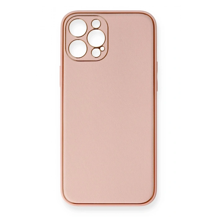Newface iPhone 12 Pro Max Kılıf Coco Deri Silikon Kapak - Pembe