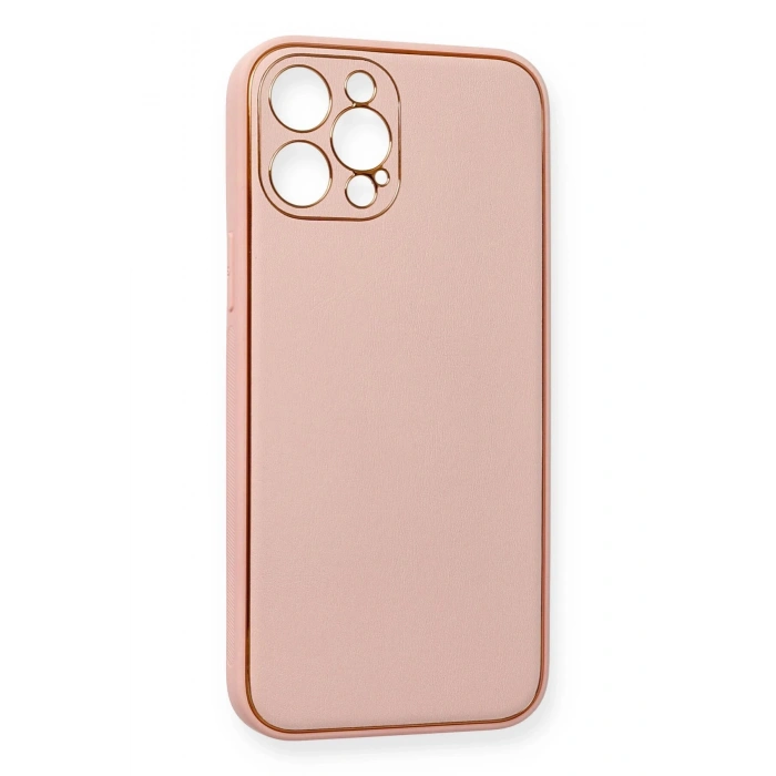 Newface iPhone 12 Pro Max Kılıf Coco Deri Silikon Kapak - Pembe