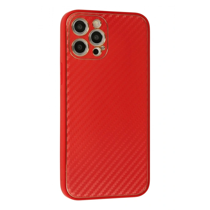 Newface iPhone 12 Pro Max Kılıf Coco Karbon Silikon - Kırmızı