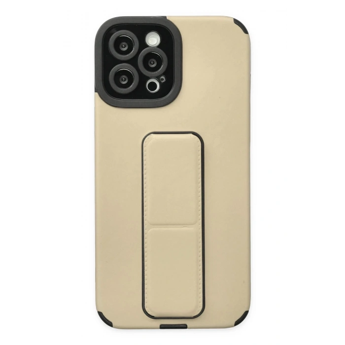 Newface iPhone 12 Pro Max Kılıf Mega Standlı Silikon - Gold