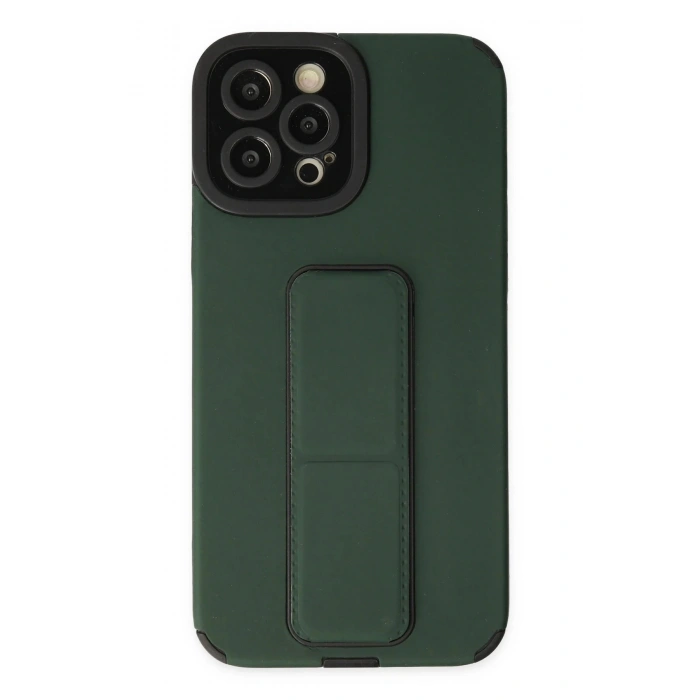 Newface iPhone 12 Pro Max Kılıf Mega Standlı Silikon - Yeşil