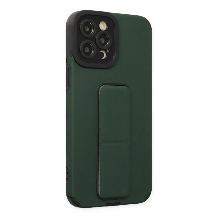 Newface iPhone 12 Pro Max Kılıf Mega Standlı Silikon - Yeşil