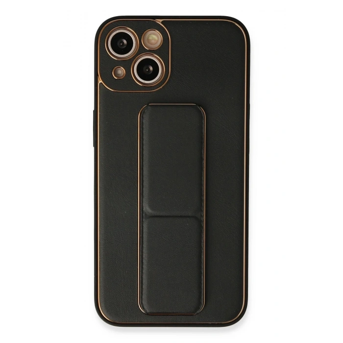 Newface iPhone 13 Kılıf Coco Deri Standlı Kapak - Siyah