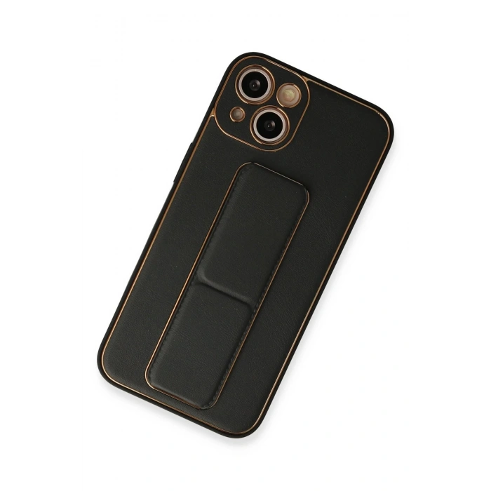 Newface iPhone 13 Kılıf Coco Deri Standlı Kapak - Siyah