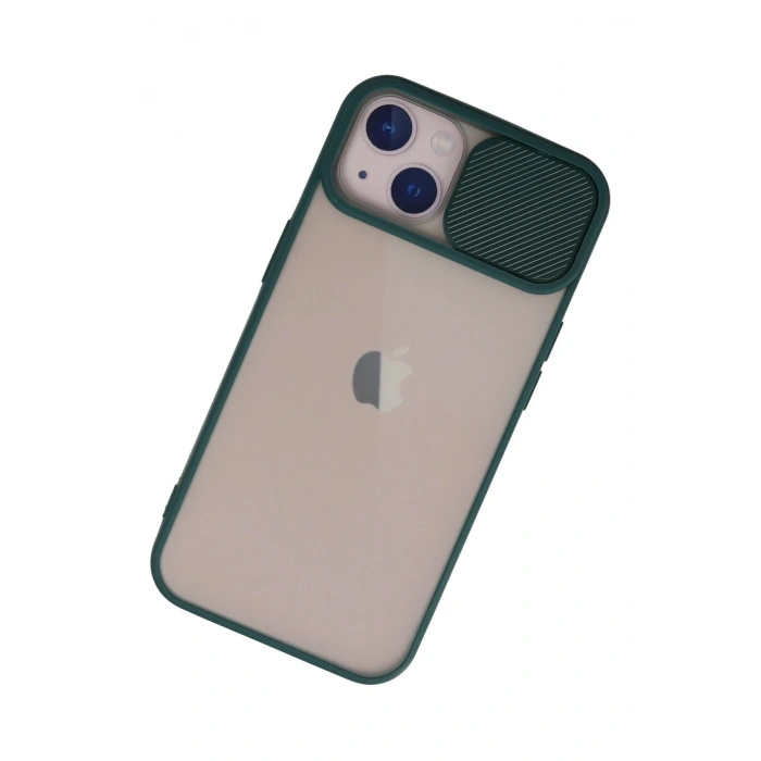 Newface iPhone 13 Kılıf Palm Buzlu Kamera Sürgülü Silikon - Yeşil