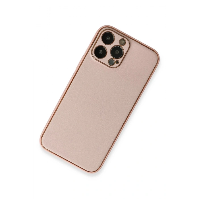 Newface iPhone 13 Pro Kılıf Coco Deri Silikon Kapak - Pembe