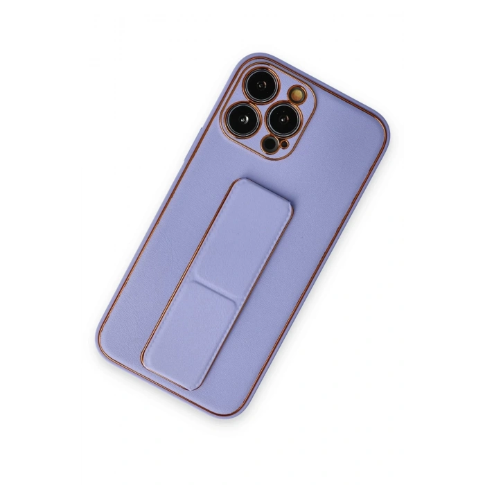 Newface iPhone 13 Pro Kılıf Coco Deri Standlı Kapak - Koyu Lila