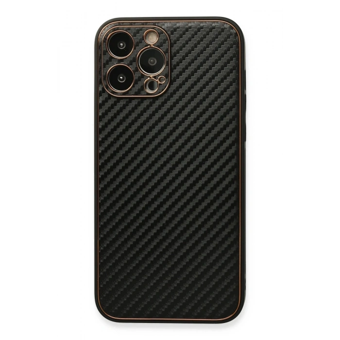 Newface iPhone 13 Pro Kılıf Coco Karbon Silikon - Siyah