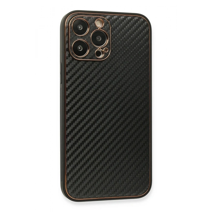 Newface iPhone 13 Pro Kılıf Coco Karbon Silikon - Siyah