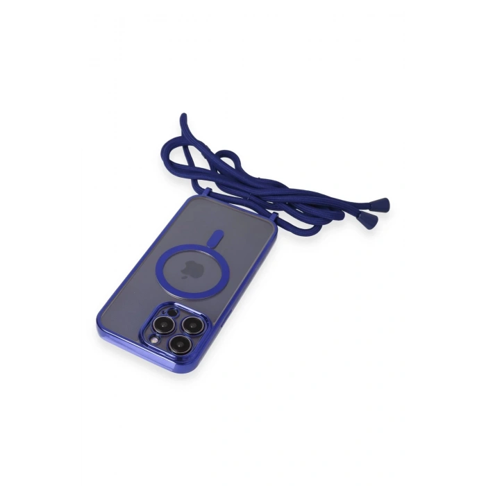 Newface iPhone 13 Pro Kılıf Divo Lazer Askılı Magsafe Kapak - Mavi