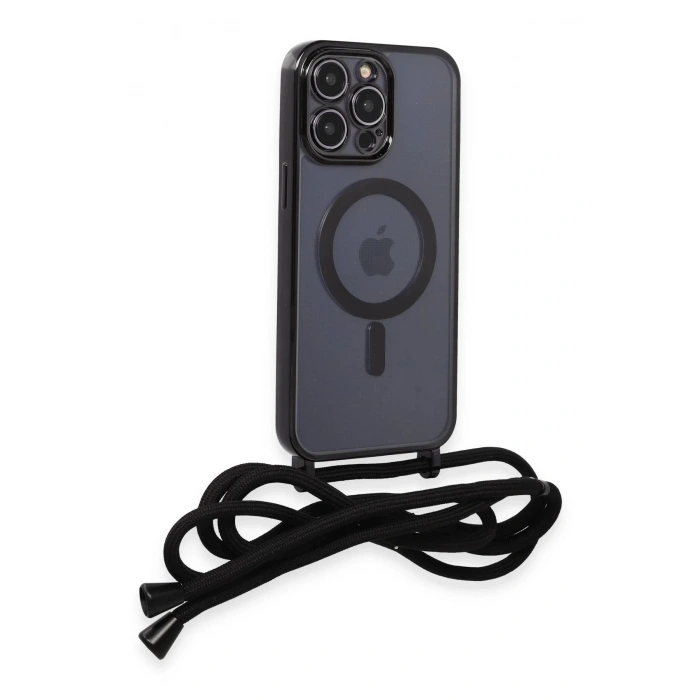 Newface iPhone 13 Pro Kılıf Divo Lazer Askılı Magsafe Kapak - Siyah