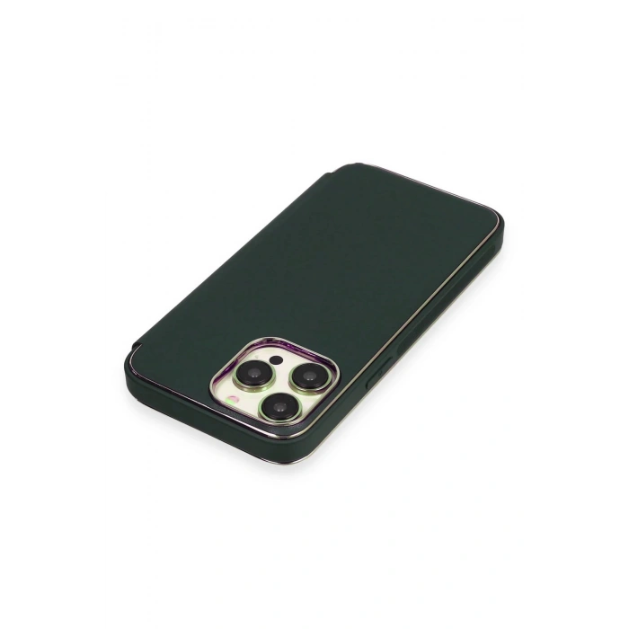 Newface iPhone 13 Pro Kılıf Dolpin Kapaklı - Koyu Yeşil