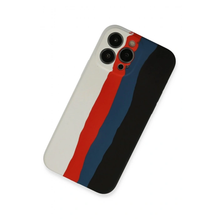 Newface iPhone 13 Pro Kılıf Ebruli Lansman Silikon - Beyaz-Siyah