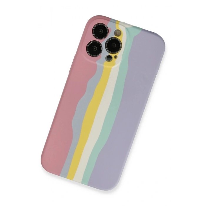 Newface iPhone 13 Pro Kılıf Ebruli Lansman Silikon - Pembe-Lila