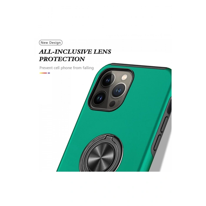 Newface iPhone 13 Pro Kılıf Elit Yüzüklü Kapak - Yeşil
