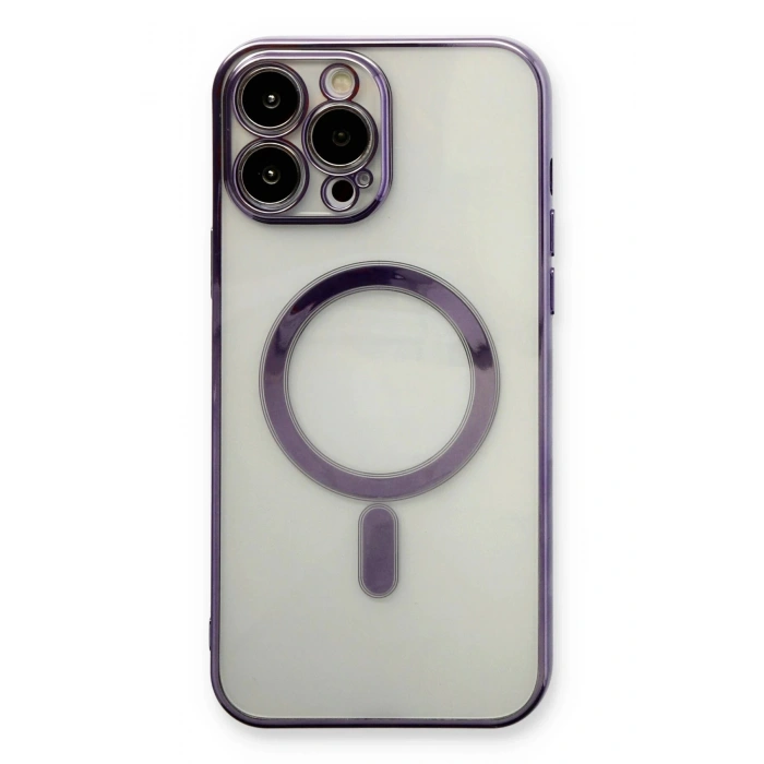 Newface iPhone 13 Pro Kılıf Magneticsafe Lazer Silikon - Mor