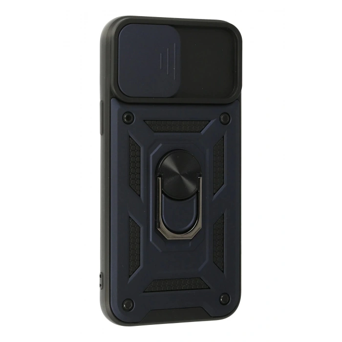 Newface iPhone 13 Pro Kılıf Pars Lens Yüzüklü Silikon - Lacivert