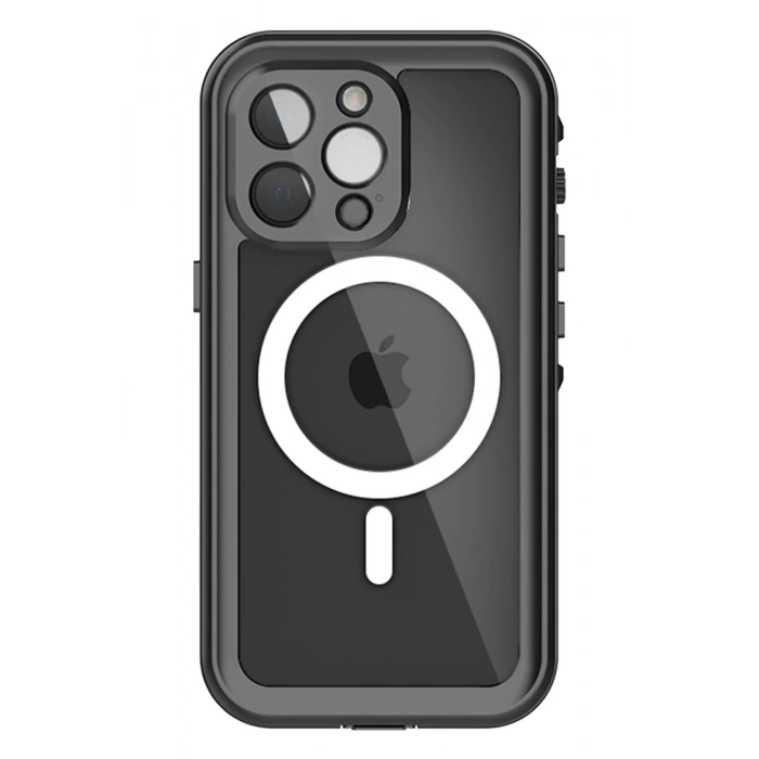 Newface iPhone 13 Pro Kılıf Red Pepper Magneticsafe Su Geçirmez Kılıf - Siyah-Gri