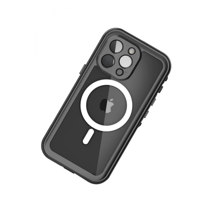 Newface iPhone 13 Pro Kılıf Red Pepper Magneticsafe Su Geçirmez Kılıf - Siyah-Gri