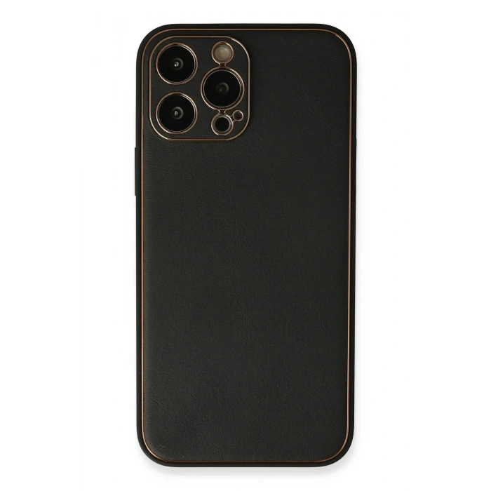 Newface iPhone 13 Pro Max Kılıf Coco Deri Silikon Kapak - Siyah