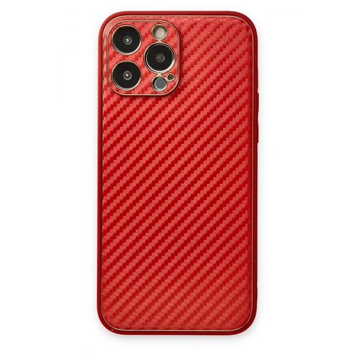 Newface iPhone 13 Pro Max Kılıf Coco Karbon Silikon - Kırmızı
