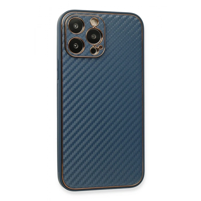 Newface iPhone 13 Pro Max Kılıf Coco Karbon Silikon - Mavi