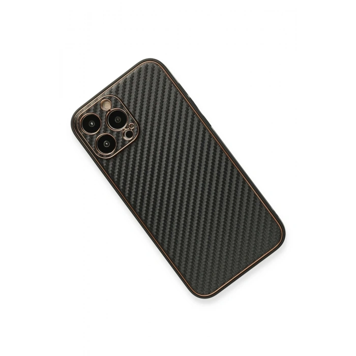 Newface iPhone 13 Pro Max Kılıf Coco Karbon Silikon - Siyah