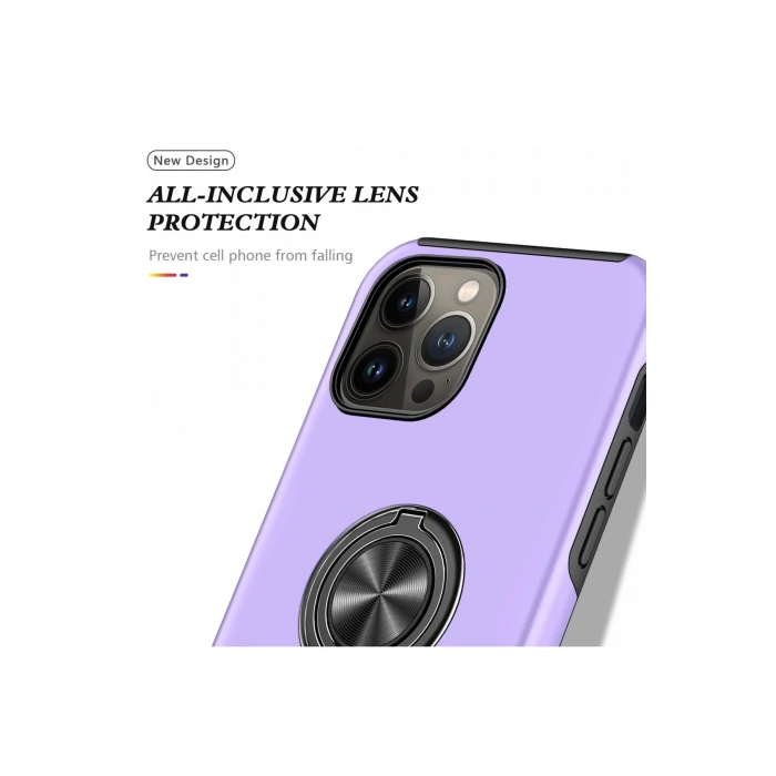 Newface iPhone 13 Pro Max Kılıf Elit Yüzüklü Kapak - Mor