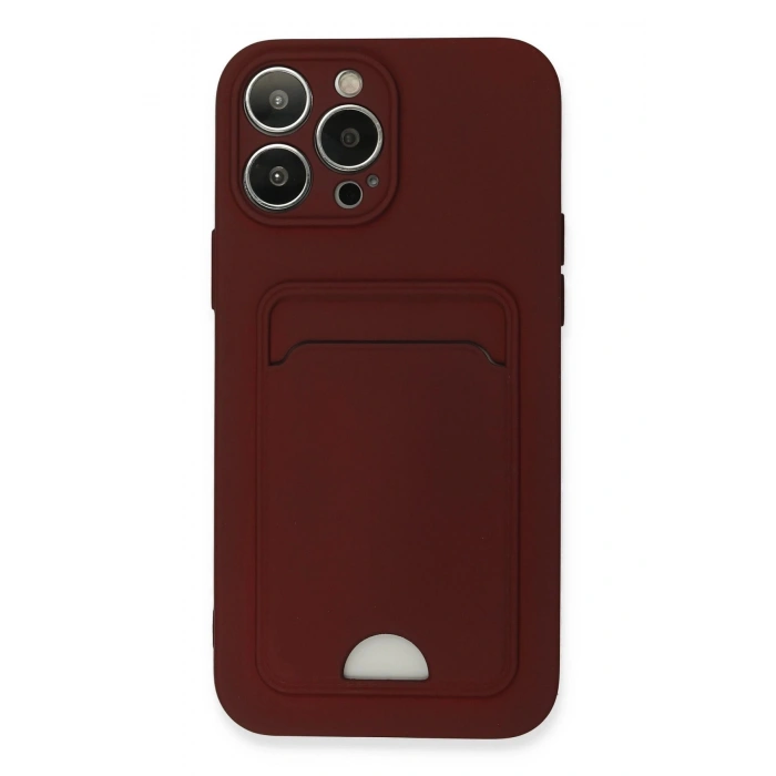 Newface iPhone 13 Pro Max Kılıf Kelvin Kartvizitli Silikon - Bordo