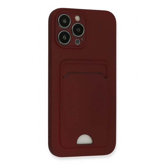 Newface iPhone 13 Pro Max Kılıf Kelvin Kartvizitli Silikon - Bordo