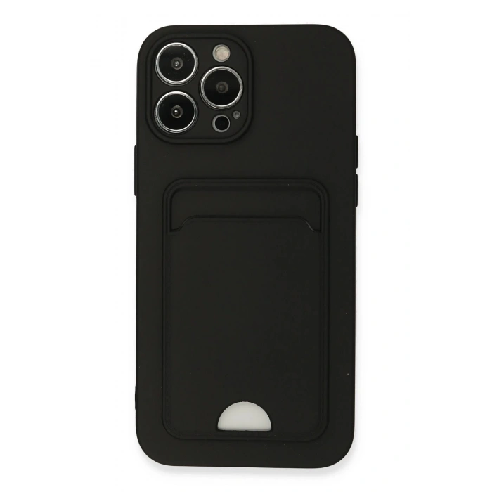 Newface iPhone 13 Pro Max Kılıf Kelvin Kartvizitli Silikon - Siyah