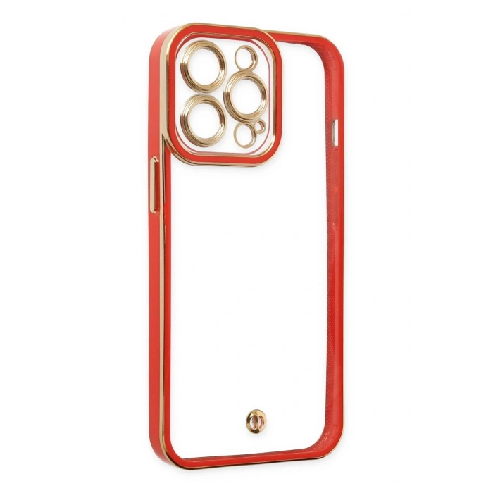 Newface iPhone 13 Pro Max Kılıf Liva Lens Silikon - Kırmızı