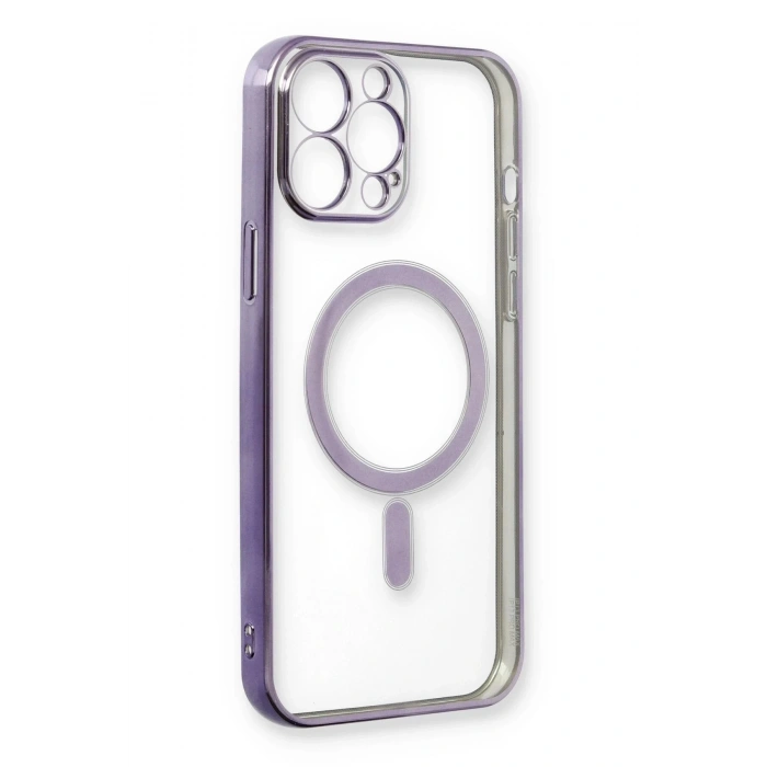 Newface iPhone 13 Pro Max Kılıf Magneticsafe Lazer Silikon - Mor