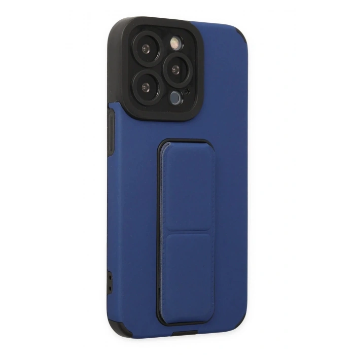 Newface iPhone 13 Pro Max Kılıf Mega Standlı Silikon - Mavi