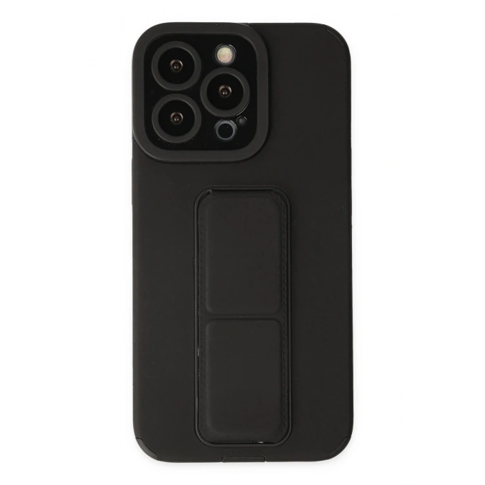 Newface iPhone 13 Pro Max Kılıf Mega Standlı Silikon - Siyah