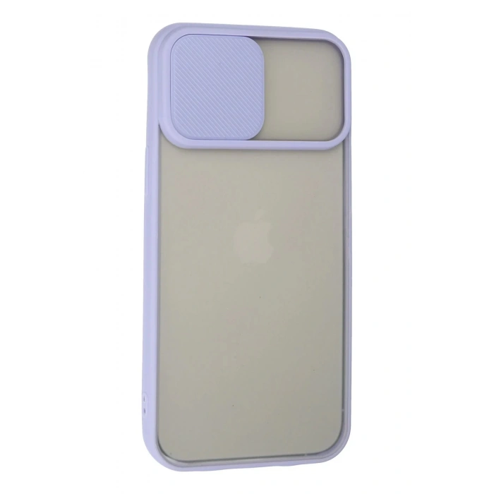 Newface iPhone 13 Pro Max Kılıf Palm Buzlu Kamera Sürgülü Silikon - Lila