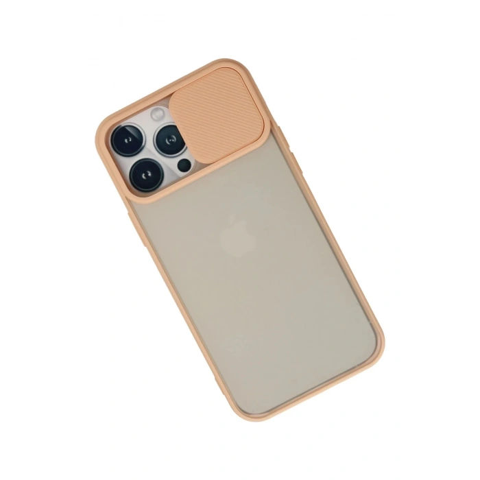 Newface iPhone 13 Pro Max Kılıf Palm Buzlu Kamera Sürgülü Silikon - Pembe