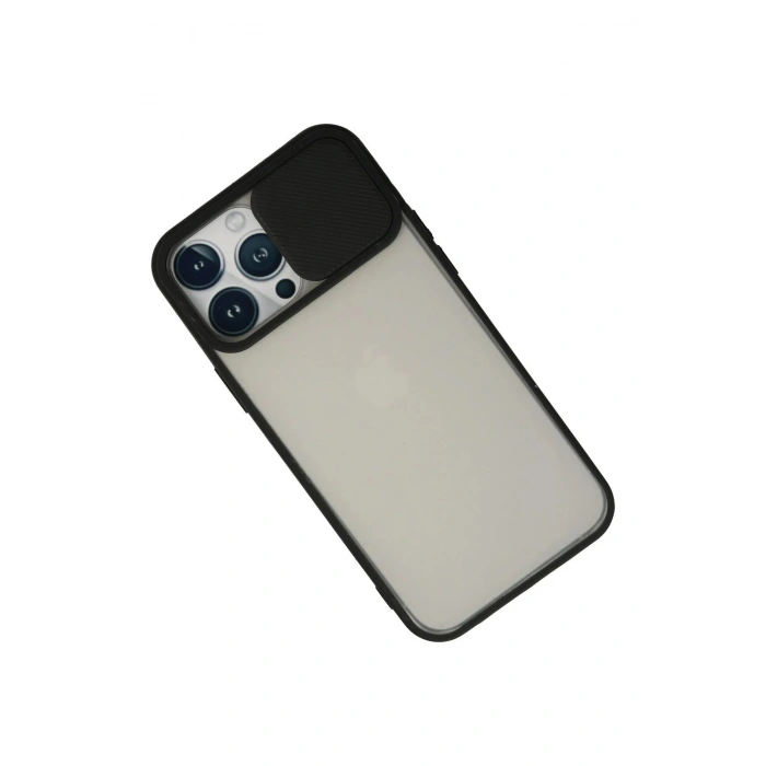 Newface iPhone 13 Pro Max Kılıf Palm Buzlu Kamera Sürgülü Silikon - Siyah