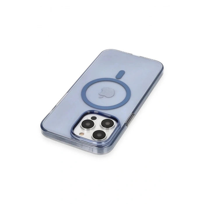 Newface iPhone 13 Pro Max Kılıf Tron Şeffaf Magsafe Kapak - Mavi
