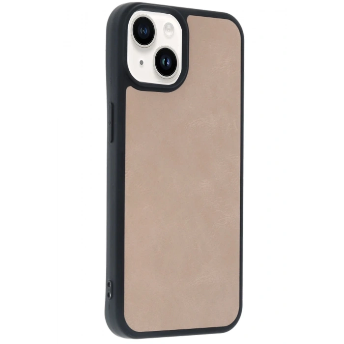 Newface iPhone 14 Kılıf Aras Deri Kapak - Pudra