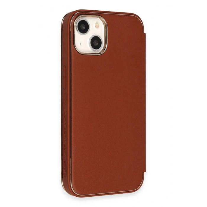 Newface iPhone 14 Kılıf Dolpin Kapaklı - Kahverengi